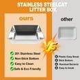 thumbnail image 3 of Kalolary Stainless Steel Cat Litter Box with Lid, Enclosed Removable Metal Litter Tray for Large Cat with High Sided Enclosure, Scoop, Pedal, Anti-Leakage, Non-Sticky, Easy Cleaning (Grey), 3 of 7
