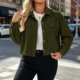 thumbnail image 6 of Thousandth Women's Corduroy Cropped Shacket Jacket Casual Button Down Chest Pocket Long Sleeve Coat Loose Fit Fall Layering Outer Coat, 6 of 9