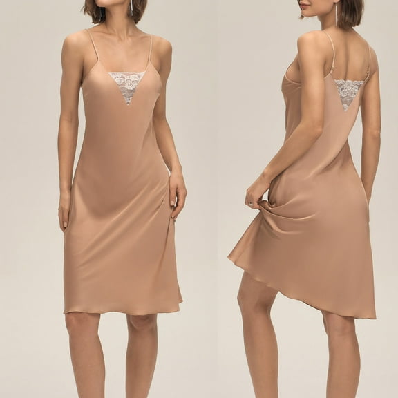 Censtreet Women's Full Slip for Under Dresses Cami Slip Mini Dress Adjustable Straps Basic Long Full Slips Nightgown