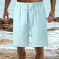 thumbnail image 2 of Wotryit Cargo Pants for Men, Mens Casual Loose High Waist Drawstring Elastic Waist Solid Shorts with Pockets Cargo Shorts for Men, Mens Shorts Casual Blue M, 2 of 5