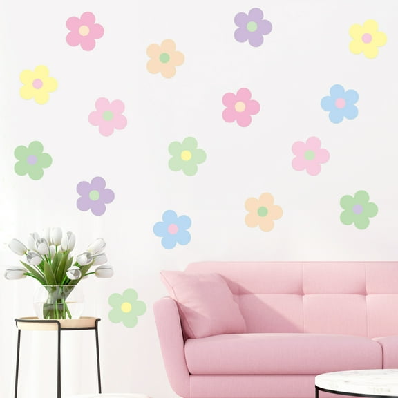 Self-Adhesive Wall Stickers 16pcs Pastel Flowers Wall Decals