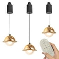 thumbnail image 1 of FSLiving Adjustable Levitate Track Pendnat Light J-Type Retractable Lift Track Pendnat Light by Remote Control with Stepless Dimming Indoor Island Light Adjustable Wire Lamp,Gold - Set of 3, 1 of 7