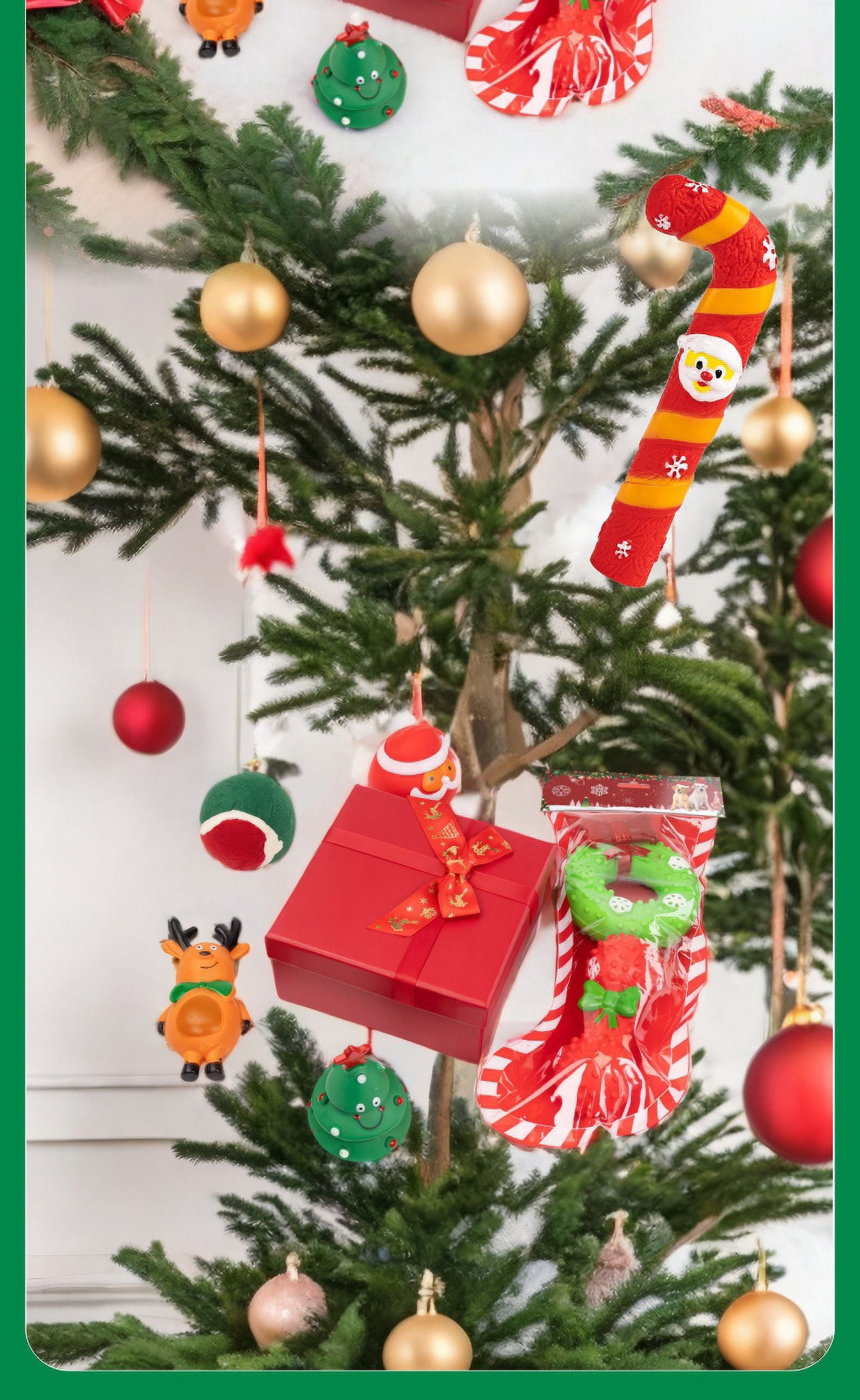 Christmas Stocking Dog Toys, Xmas Squeaky Dog Toys, Dogs Chew Toys Set, Pet Supplies for Interactive Small Medium Large Dogs Christmas Decorations