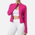 thumbnail image 2 of felwors Women's Stand-Up Collar Stretchy Slim-Fit Yoga Jacket - Long-Sleeved with Thumbholes, Zippered for Sports, Running & Fitness Hot Pink, M, 2 of 8
