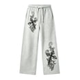 thumbnail image 4 of Luvior Y2k Baggy Sweatpants Boy and Girls Gothic Graphic Elastic Waist Wide Leg Track Pants Drawstring Athletic Joggers with Pockets, 4 of 5