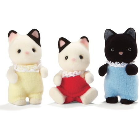 Calico Critters Tuxedo Cat Triplets, 3 Poseable