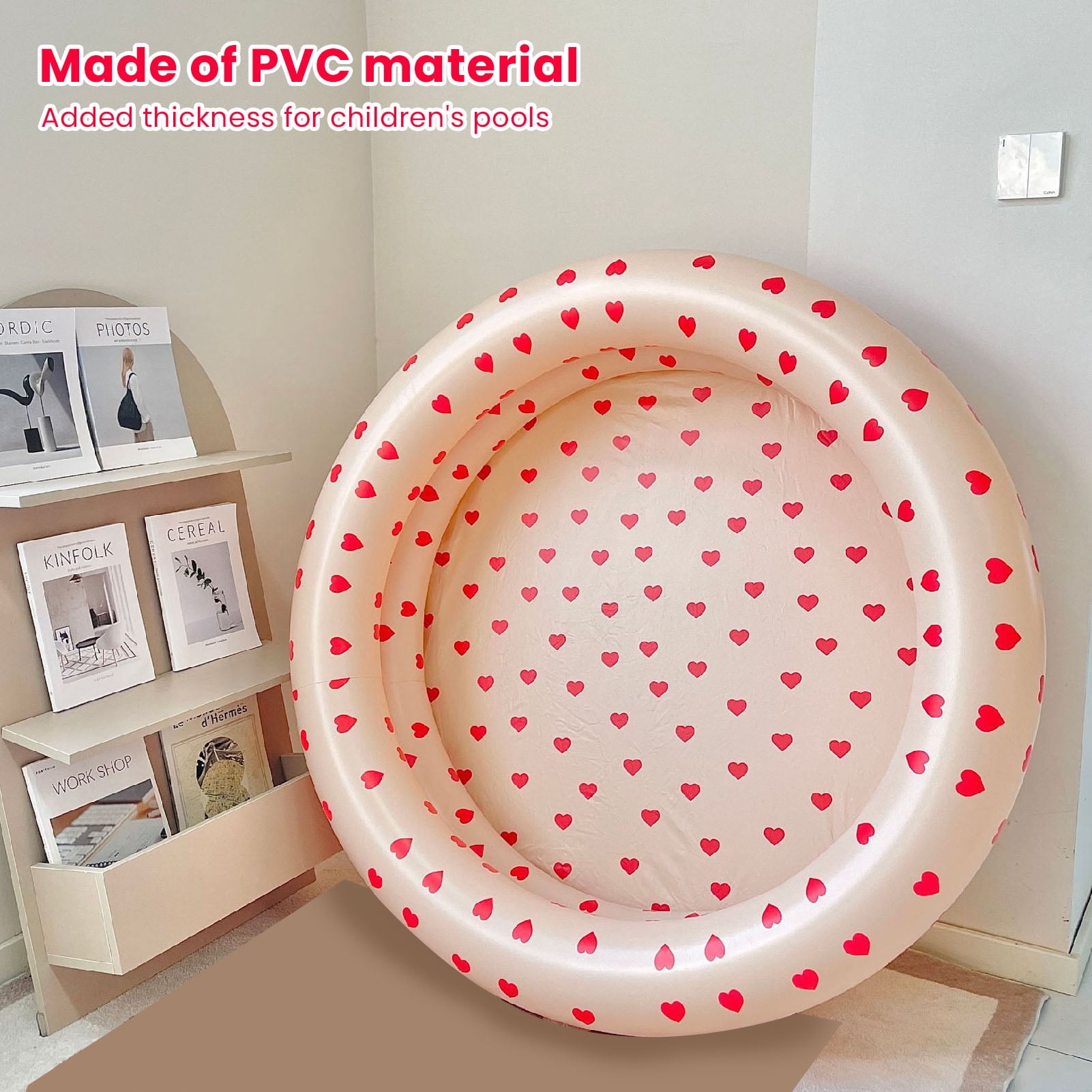 Round Baby Paddling Pool, Soft Inflatable Floor, 34.3" Diameter, Safe Convenient For Little Ones