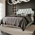 thumbnail image 2 of Home Design Mexico Twin Tufted Upholstered Platform Bed with Scooped Headboard and Padded Surface, Silver, Easy Assembly, 2 of 5