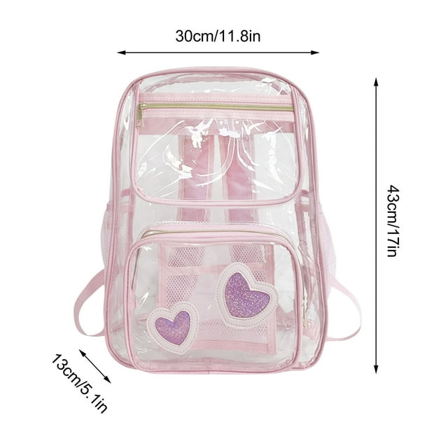 Lksixu PVC Transparent Student Bag Large Capacity Backpack Travel Transparent Backpack PVC Large School Bag Storage Bins Organizers and Storage