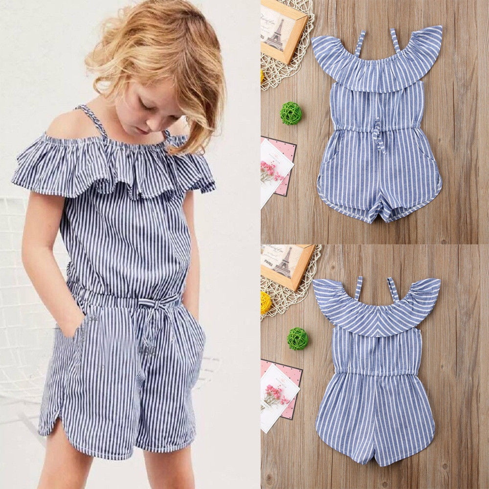 1PCS Baby Girl Kids Outfits Jumpsuits Clothes Ruffle Flounce Overalls Romper for Toddler 9 M 5 Years