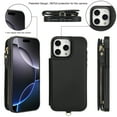 thumbnail image 6 of Crossbody Wallet Case for iPhone 12 Pro Max, RFID Blocking Leather Purse Case with Card Holder, Double Flip-top Designing,Protective Flip Cover with Zipper Wrist Strap & Lanyard,Black, 6 of 8
