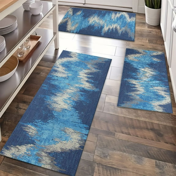 Floor Rugs Sets 3 Piece with Runner, Farmhouse Kitchen Rugs and Mats Non Skid Washable Runner Rug for Kitchen Sink Laundry