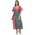 thumbnail image 3 of Bimba Womens Cotton Kaftan Long Pannel Kimono Caftan Drawstring Waist Night Wear, 3 of 8