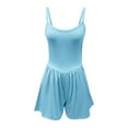 thumbnail image 4 of Fmbrln Womens Tennis Workout Athletic Rompers Summer Casual Loose Adjustable Spaghetti Strap Sleeveless Square Neck Yoga Gym Short Jumpsuits Blue XL, 4 of 5