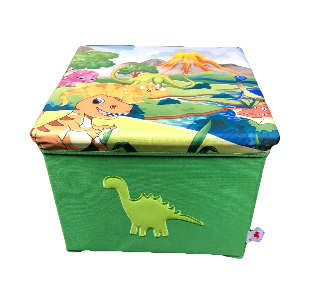 Green Farmyard Animals Foldable Kids Storage Toy Box Stool Ottoman Boys Girls 
