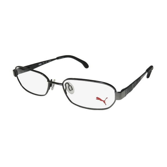 NEW PUMA 15421 MENS/WOMENS DESIGNER FULL-RIM SHINY DARK GRAY / BLACK UNIQUE DESIGN MUST HAVE STYLISH FRAME DEMO LENSES 52-17-135 SPRING HINGES EYEGLASSES/EYE GLASSES