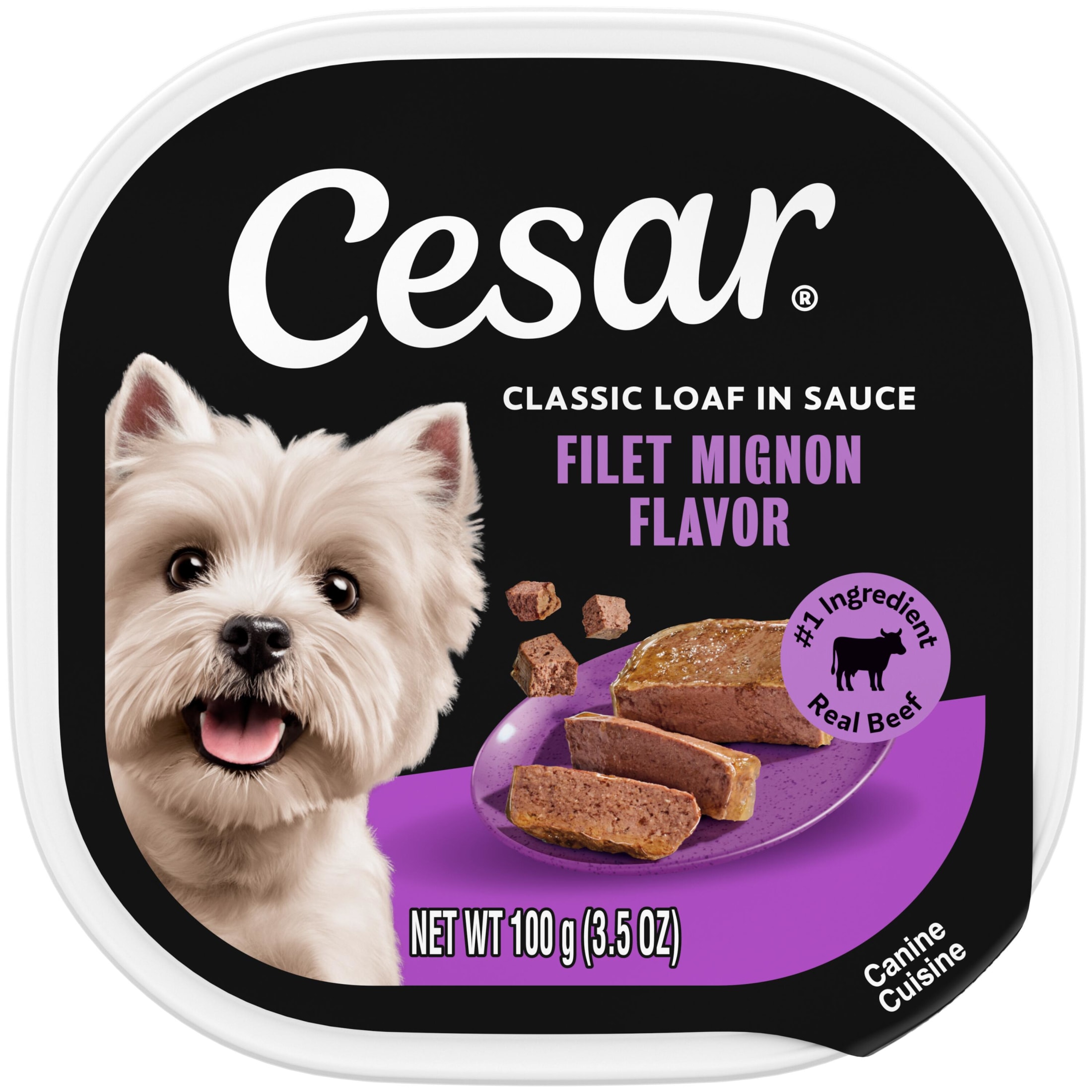 Cesar Classic Loaf in Sauce Wet Dog Food Filet Mignon Flavor, 3.5 oz. Easy Peel Trays, 24 Count