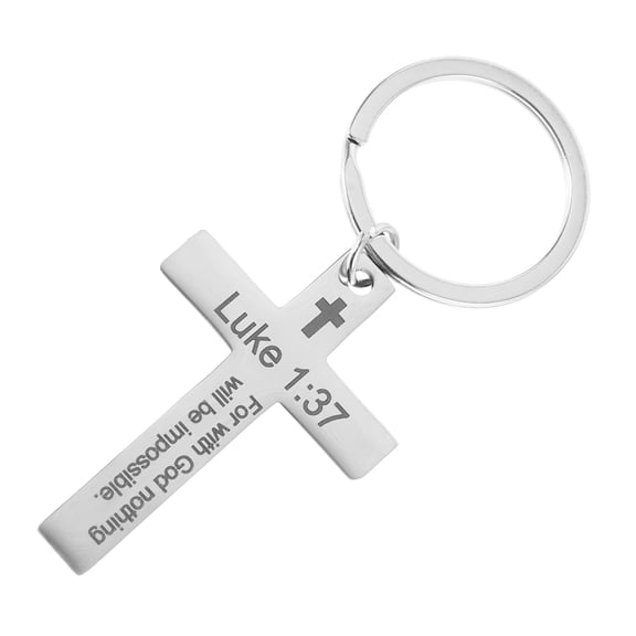 LOLIPPYY Engraved Stainless Steel Cross Keychain Metal Pendant Suitable for Car Keys Or Bag Decoration