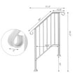 thumbnail image 3 of 2 Pack 3 Step Handrails for Outdoor Steps, Fits 2 or 3 Steps Wrought Iron Stair Railing, Metal Hand Rail with Installation Kit, Staircase Handrails for Porch, Deck, Concrete, Exterior Steps, White, 3 of 17