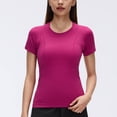 thumbnail image 4 of Babysbule Women's Seamless Short Sleeve Workout T-Shirt, Round Neck Slim Fit Breathable Yoga Top, Moisture Wicking Running Shirt for Gym Fitness, 4 of 9