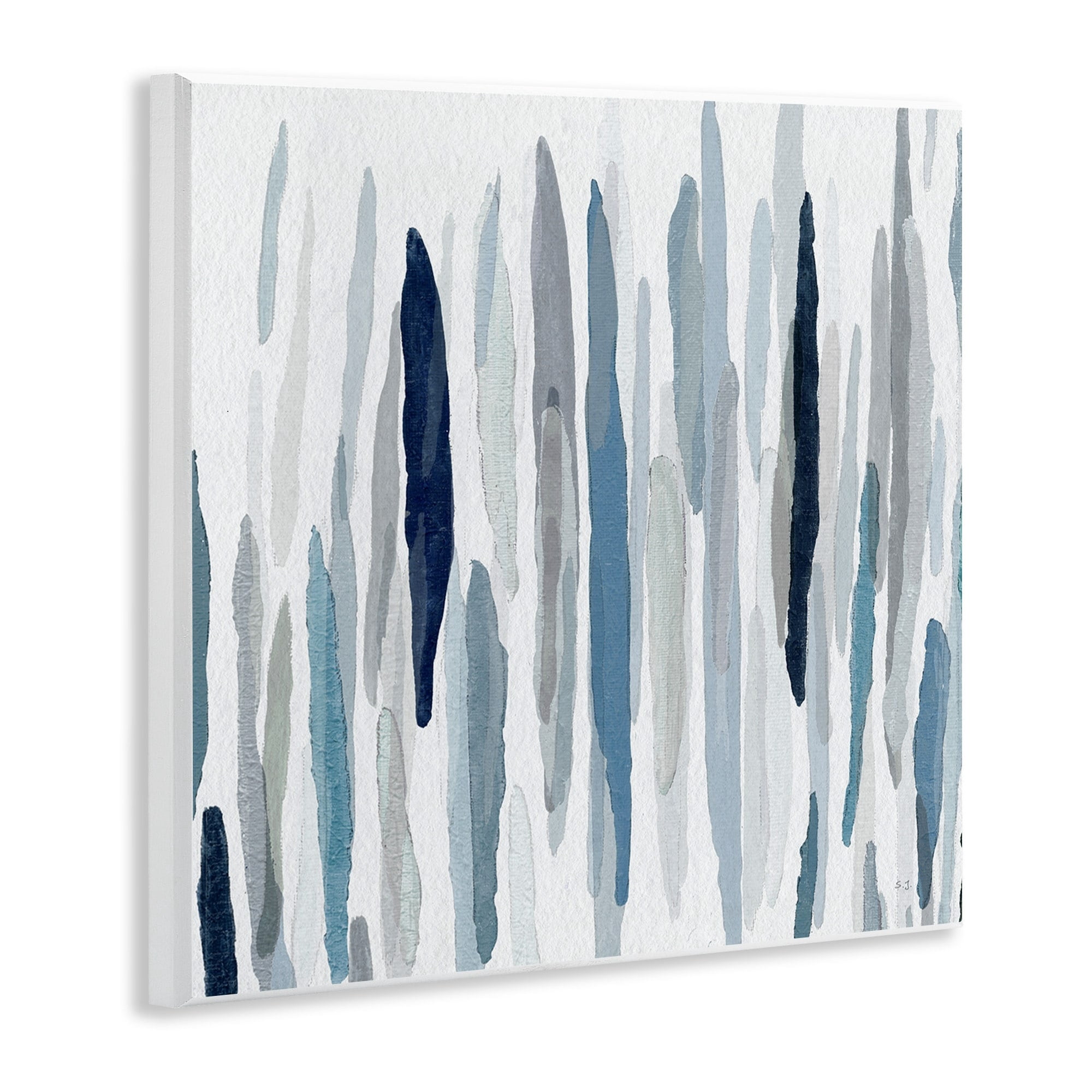 Stupell Industries Abstract Thick Brush Blue Grey Paint Drip ,12 x 12, Design by Sn Jill