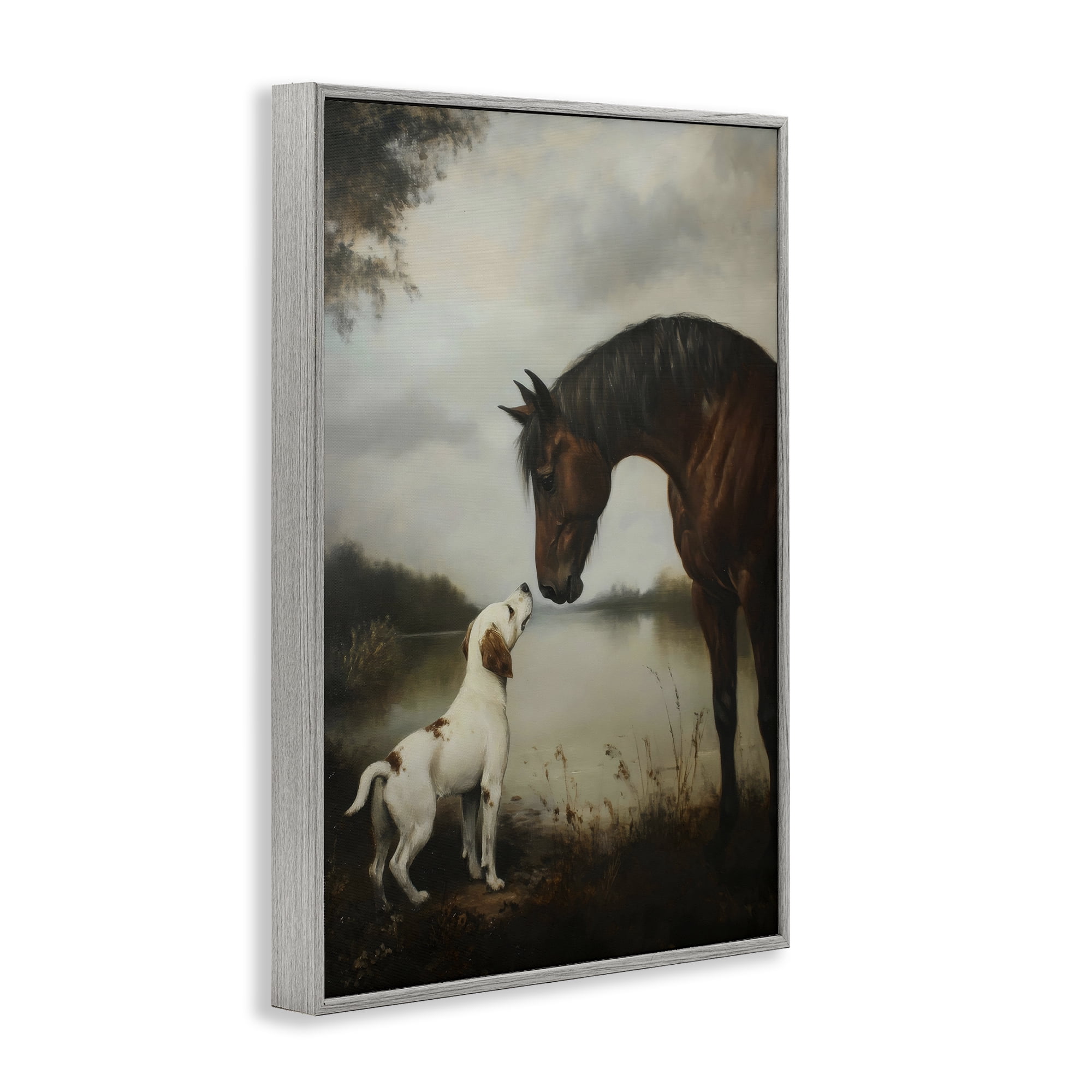 Stupell Industries Hound & Horse Companions Gray Framed Giclee Art, design by Petal Prints Design