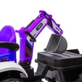thumbnail image 7 of 24V Kids Ride on Excavator Digger Toy Cars, Ride on Construction Toy w/4-in-1 Construction Attachments (Excavator, Dump Truck & Bulldozer), Electric Tractor Car w/Remote Control, Swivel Seat, Purple, 7 of 7