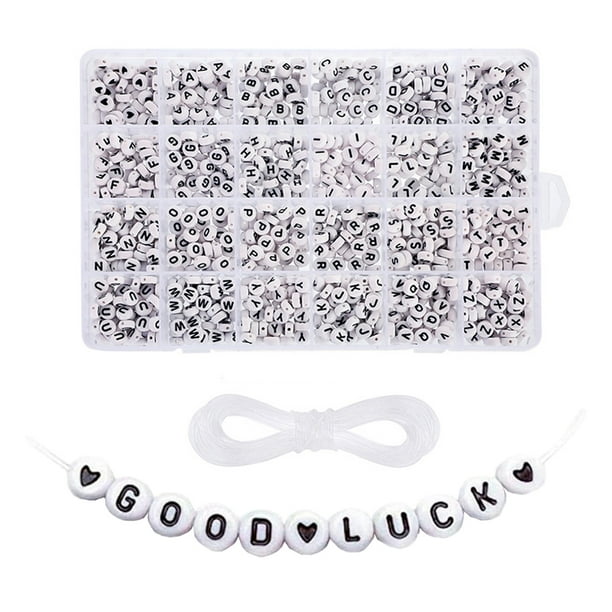 EeaseMX Juego de pequeñas cuentas acrílicas con letras para hacer pulseras de joyería con hilo.