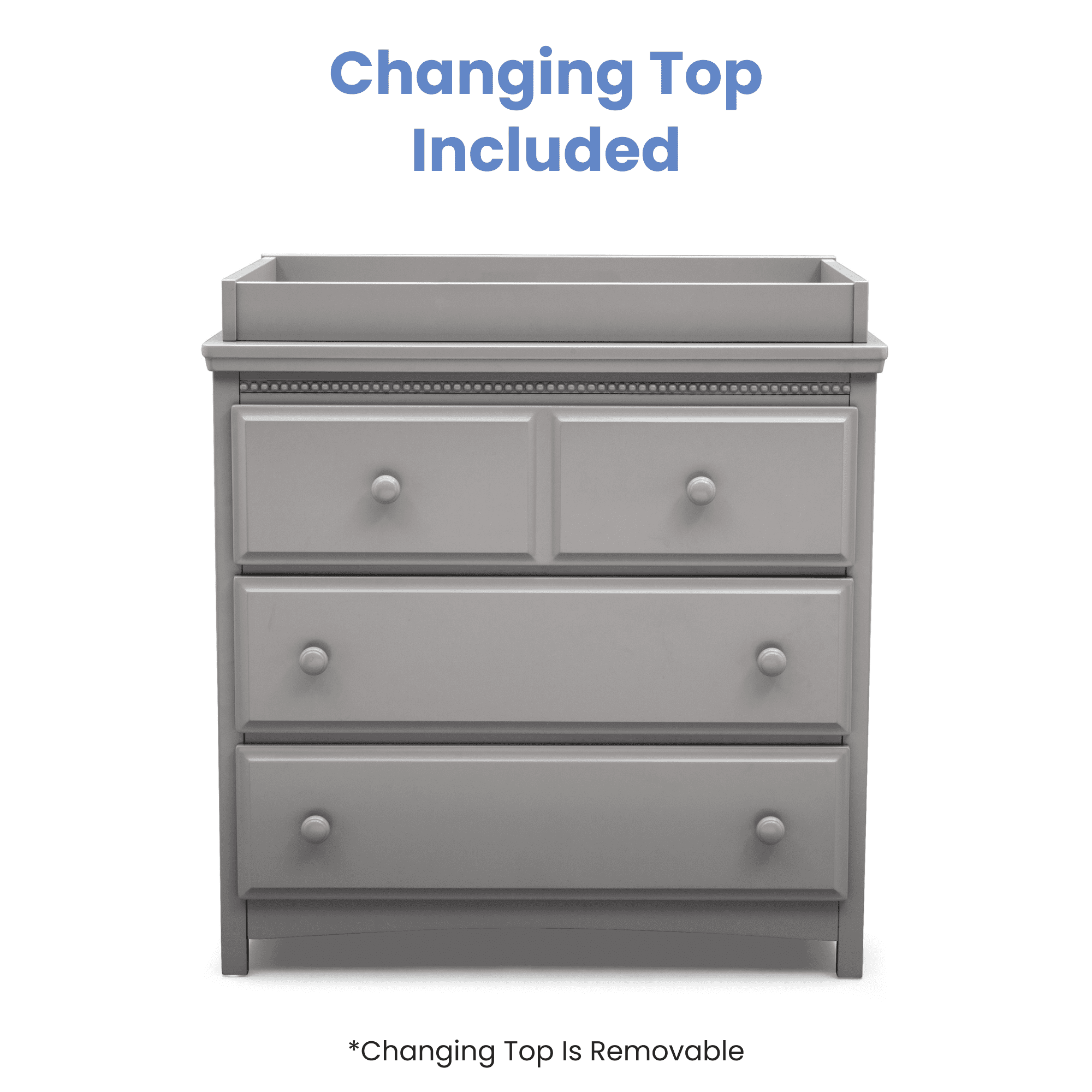 Delta Children Waverly 3 Drawer Dresser with Changing Top and Interlocking Drawers Grey Walmart