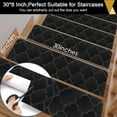 thumbnail image 4 of Findosom 15pcs 30''X8'' Non-Slip Stair Treads Indoor Carpet Stair Runners Set Self Adhesive Stair Grips Edging Stair Rugs Safety Mats for Dogs, Kids & Elders Black Floral, 4 of 9