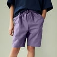 thumbnail image 2 of Bovxnpu Boys Cargo Shorts Pull-On Hiking Shorts Large Pocket Fleece Shorts Mid Length Fall Kids Shorts, 2 of 8