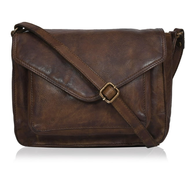 Bolso bandolera de cuero hecho a mano con solapa para mujer