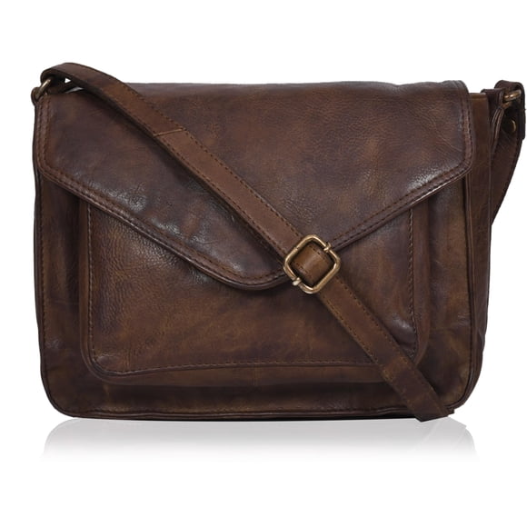 Bolso bandolera de cuero hecho a mano con solapa para mujer