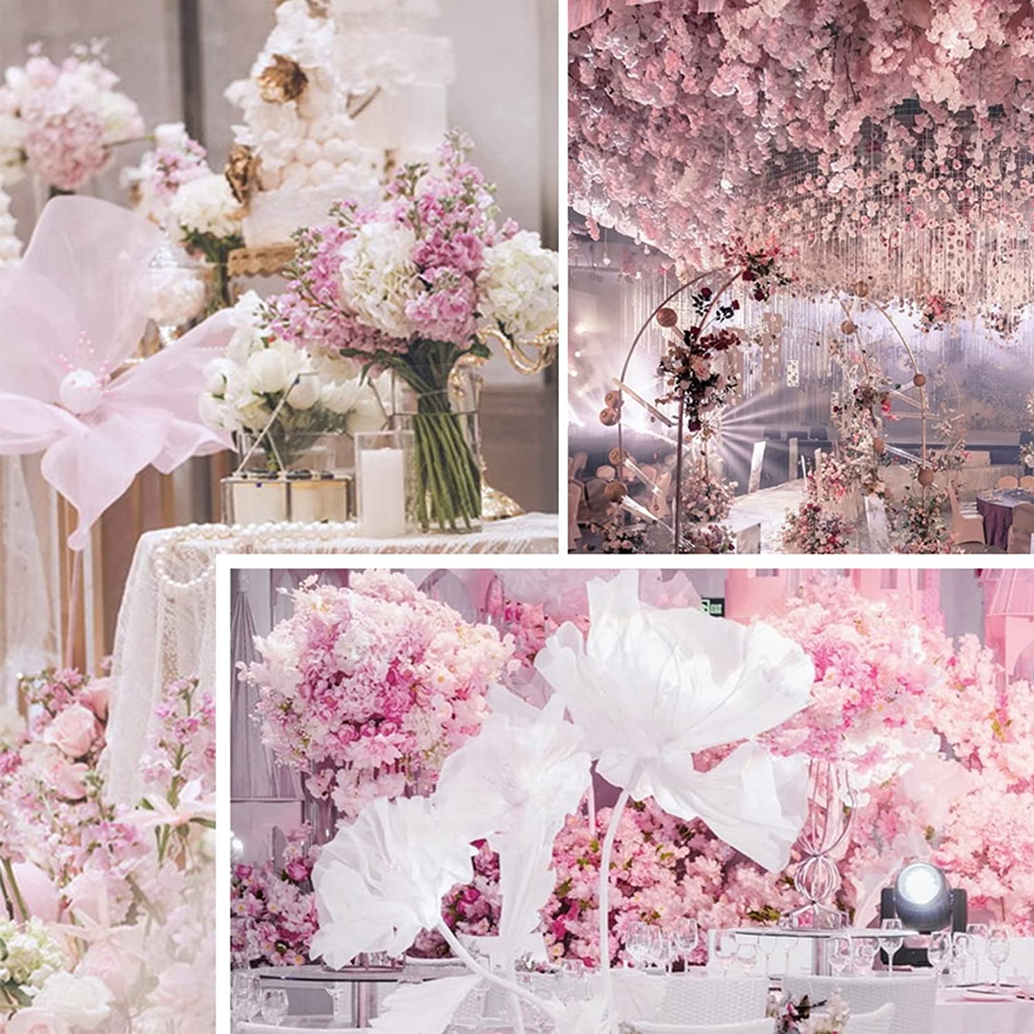 Silk Hydrangea Heads Artificial Flowers Heads and Stems Fake Hydrangea Flowers for Home Wedding Decor (Pure White)