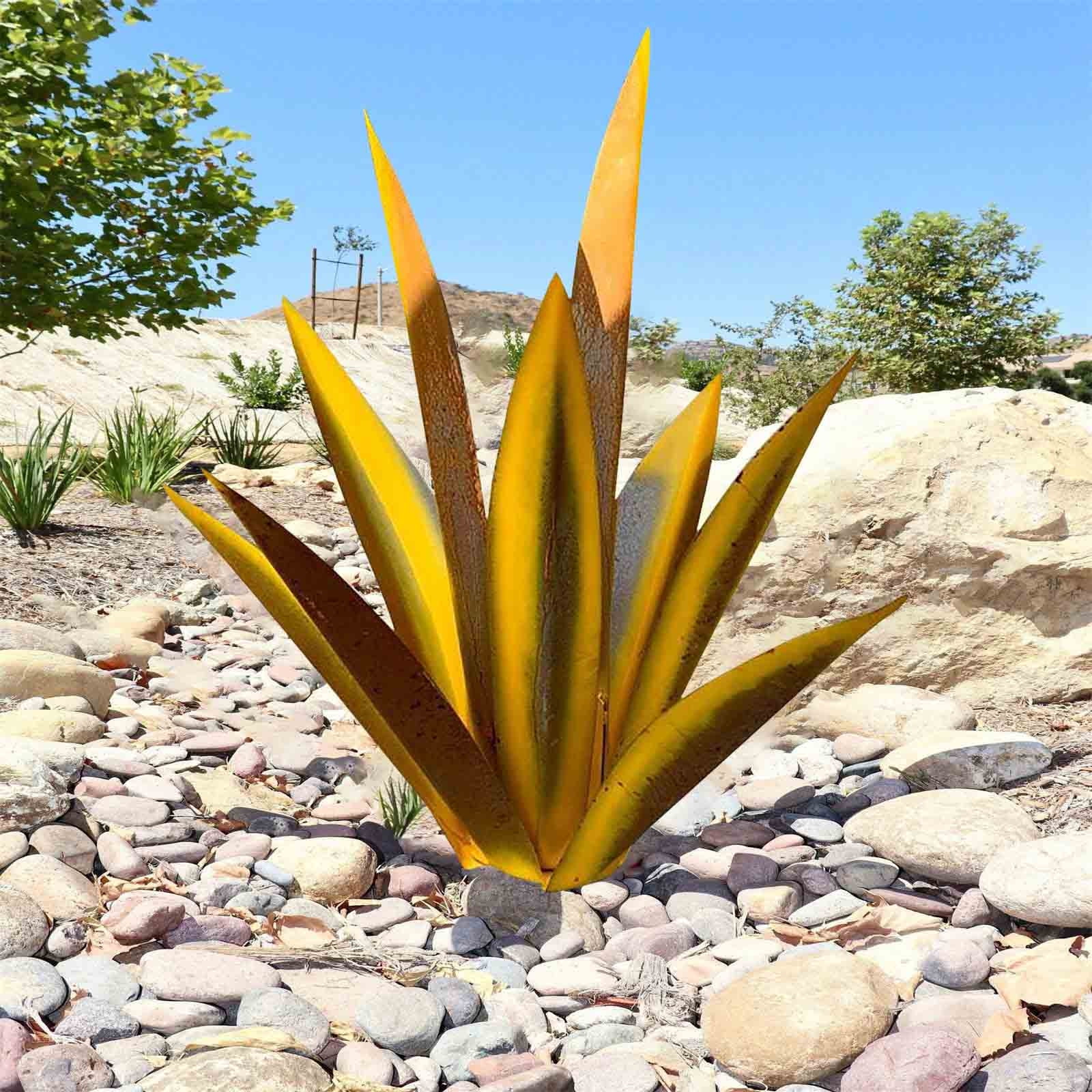 Kojanyu 25“ Metal Art Tequila Rustic Sculpture Garden Yard Sculpture Home Decor 9 Leaves