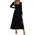 thumbnail image 1 of Vestido Maxi de Mujer PRETTYGARDEN de Punto Acanalado con Escote en V Negro XXL, 1 of 8