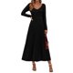thumbnail image 1 of Vestido PRETTYGARDEN de manga larga con escote en V y tejido acanalado largo - Negro, 1 of 8