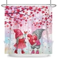 thumbnail image 2 of Valentine''s Day Shower Curtain Red Hearts Bathroom Curtain Set with Hooks, Valentine Gnomes Water Repellent Shower Curtain 72W x 72L inch, 2 of 6