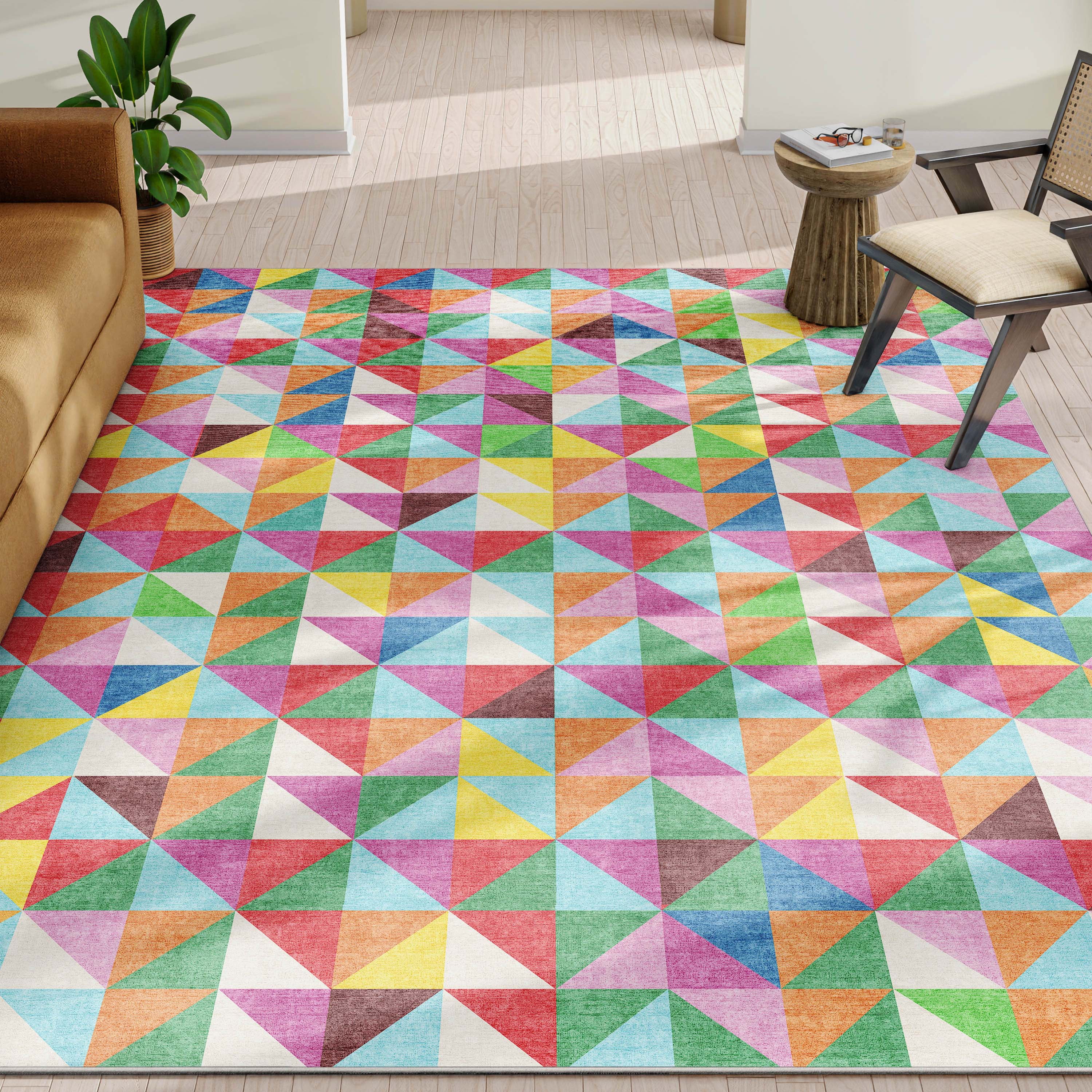 Well Woven Crayola Modern Tile Multi Color 3'3" x 5' Area Rug Easy to Clean - Kid & Pet Friendly Rug Perfect for Playroom Living Room Bedroom