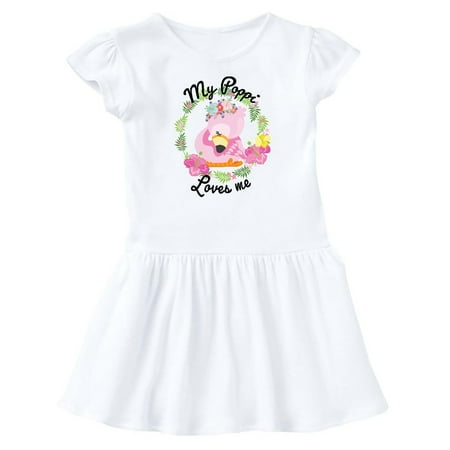 

Inktastic Baby Flamingo My Poppi Loves Me with Flower Wreath Gift Baby Girl Dress