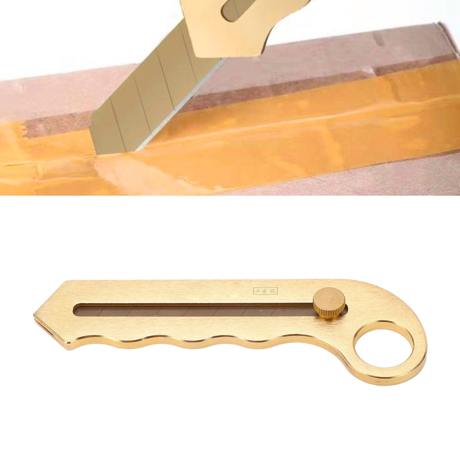 NFTIGB Utility Knife Pure Copper Heavy Duty Golden Retractable Snap Off Wallpaper Knife for Cutting 3.94 inches / 10 cm Blade
