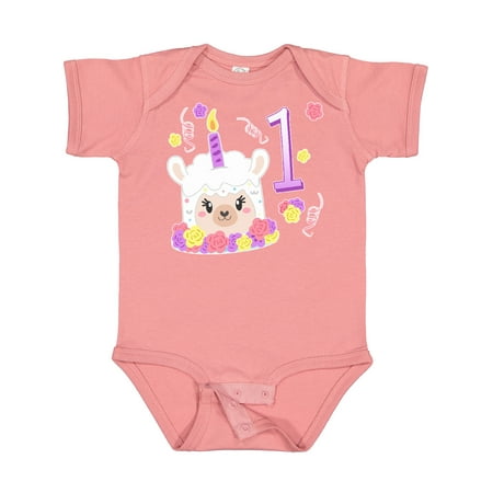 

Inktastic First Birthday- Cute Llama Cake Gift Baby Boy or Baby Girl Bodysuit