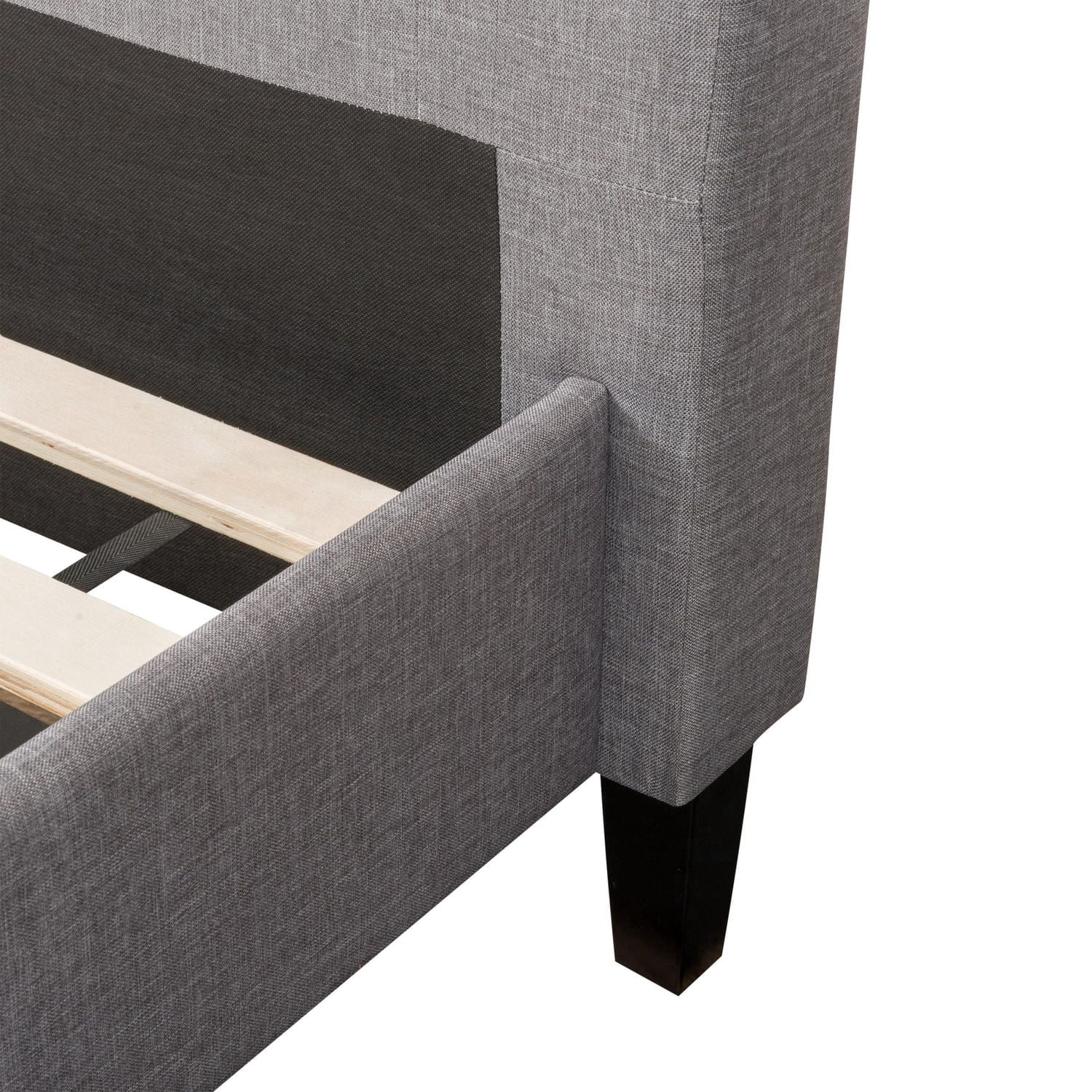 Lit plateforme capitonné en tissu CorLiving Bellevue pour adulte, grand lit, avec tête de lit capitonnée et lattes, gris clair