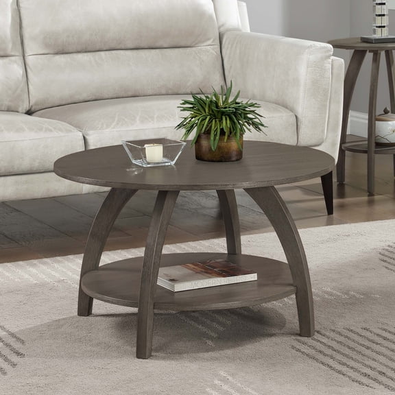 Convenience Concepts Aldrin Coffee Table with Shelf in Gray Wood Finish
