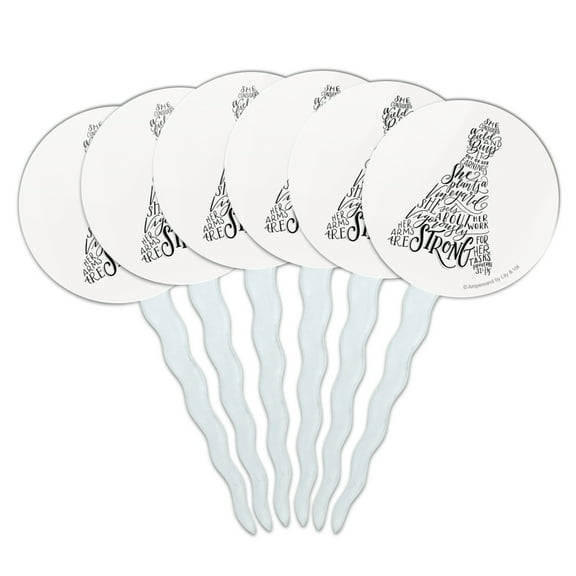 She Considers a Field and Buys it Proverbs Dress Cupcake Picks Toppers Decoration Set of 6
