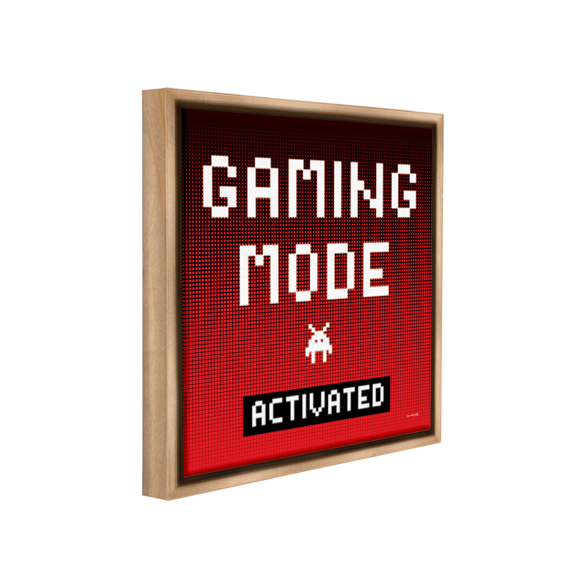 Stupell Industries Gaming Mode Activated Typography Painting Brown Floater Framed Canvas Art Print Wall Art, 18 x 18