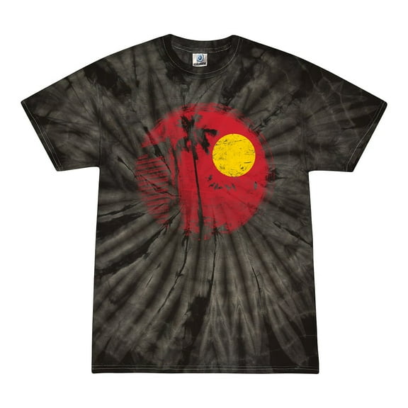 Wild Bobby, Silhouette Red Moon, Streetwear, Tie-Dye Tees, Spiral Black, Small