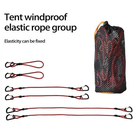 

Xinwanna 1 Set Climbing Strap Multifunctional High Elasticity Telescopic Build Tents Polyester Cord Tie Strap String with Carabiner Hook Mountaineering Supplies (Red)