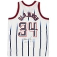 thumbnail image 2 of Framed Hakeem Olajuwon Houston Rockets Autographed White 1996 Mitchell & Ness Replica Jersey with "HOF 08" Inscription - Fanatics Authentic Certified, 2 of 4