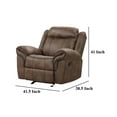 thumbnail image 5 of Arisa Manual Glider Recliner Chair- Brown Faux Leather- Pillow Arms, 5 of 6